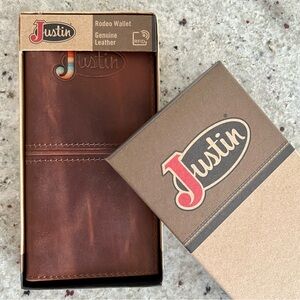 Justin Boots Chestnut Leather Rodeo Wallet with Serape J